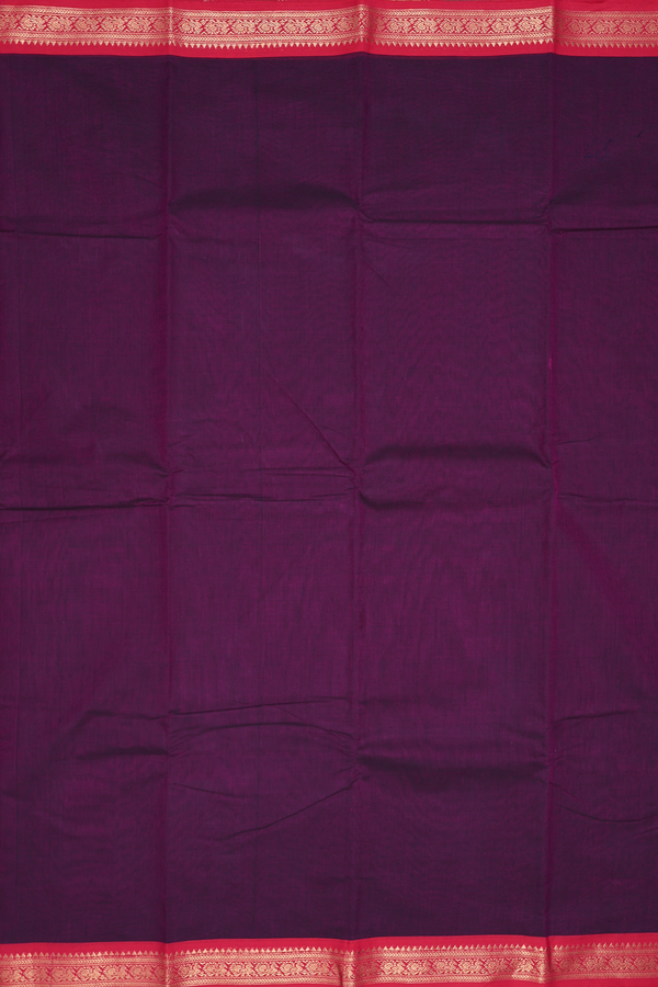 Chettinadu Cotton Saree In Grape Purple With Contrast Border