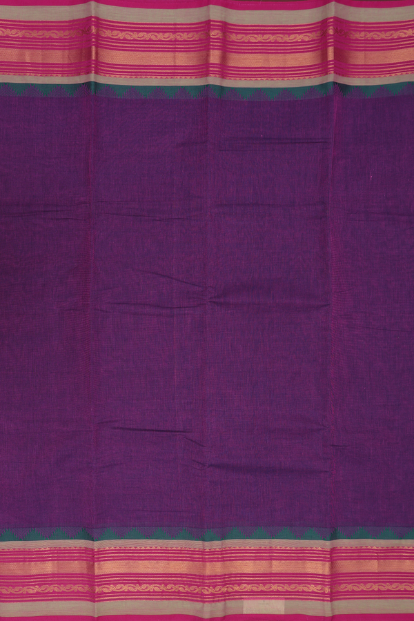 Chettinadu Cotton Saree In Grape Purple With Contrast Border