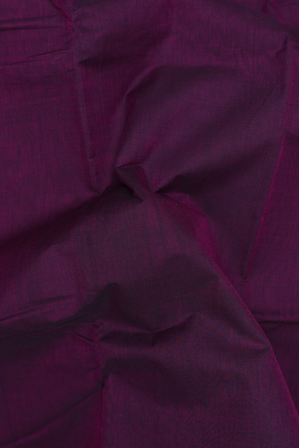 Chettinadu Cotton Saree In Grape Purple With Contrast Border