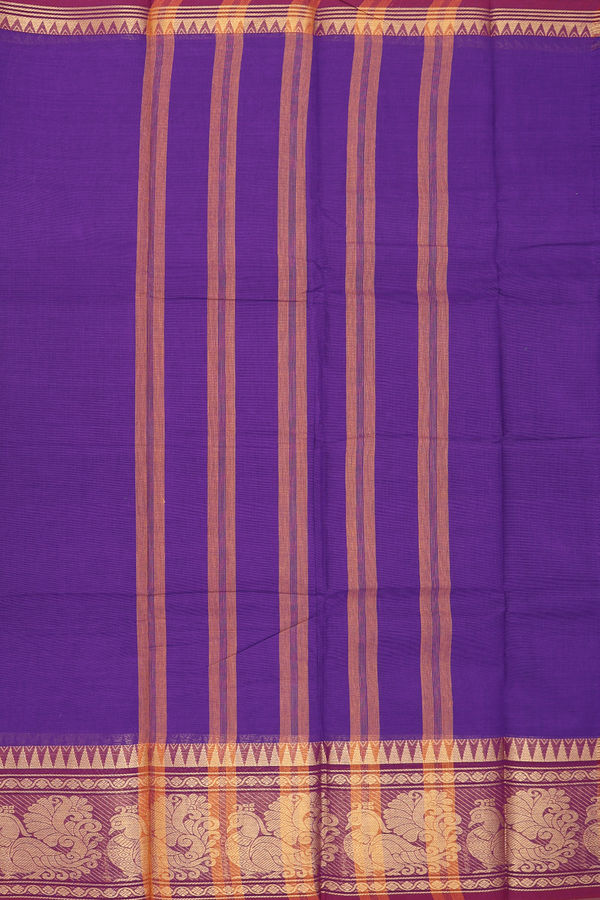 Chettinadu Cotton Saree In Grape Purple With Peacock Border