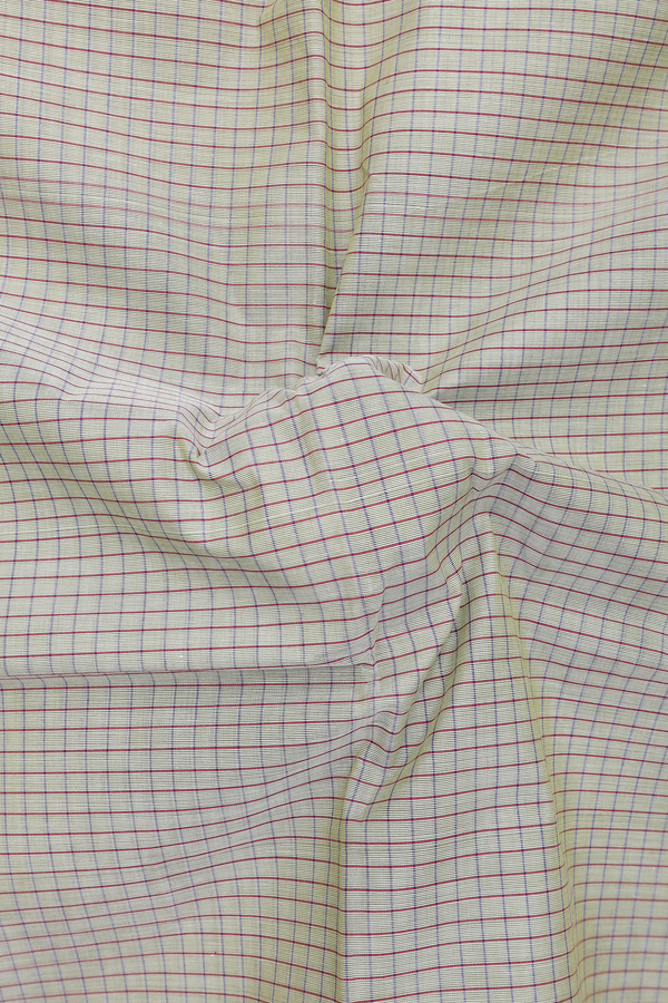 Chettinadu Cotton Saree In Green Beige With Checks Design