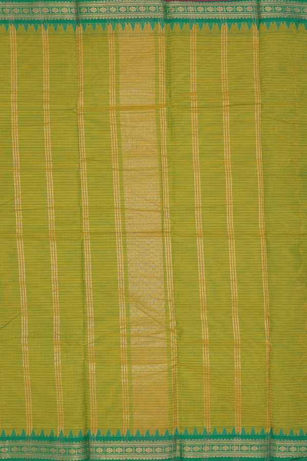 Chettinadu Cotton Saree In Green With Checks Design