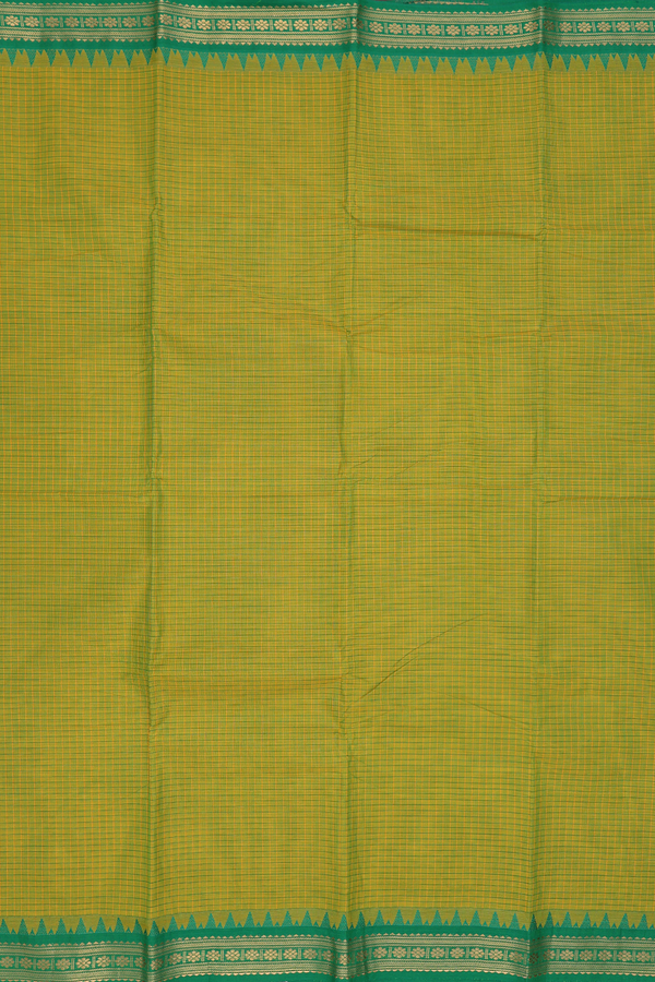 Chettinadu Cotton Saree In Green With Checks Design
