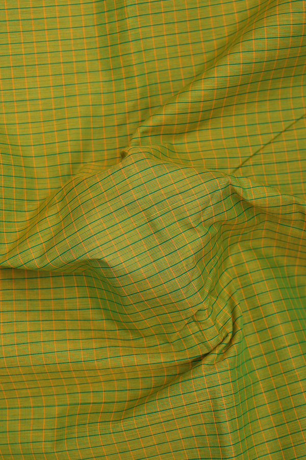 Chettinadu Cotton Saree In Green With Checks Design
