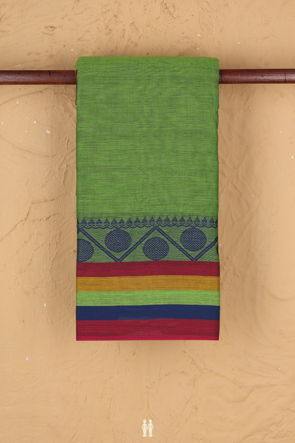 Chettinadu Cotton Saree In Green With Rudraksh Border