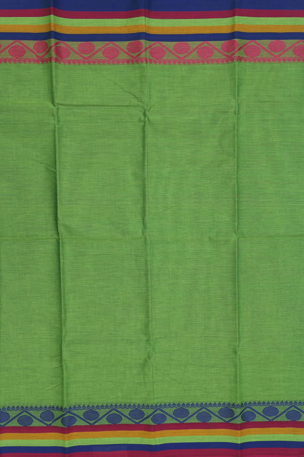 Chettinadu Cotton Saree In Green With Rudraksh Border