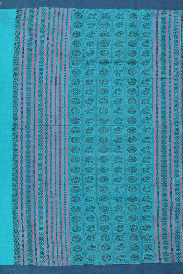 Chettinadu Cotton Saree In Green With Stripes Design