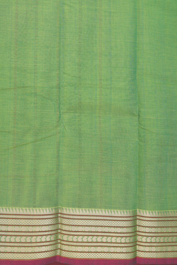 Chettinadu Cotton Saree In Green With Stripes Design
