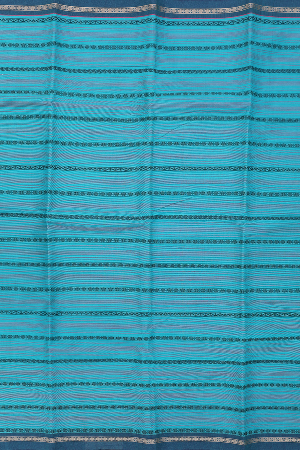 Chettinadu Cotton Saree In Green With Stripes Design