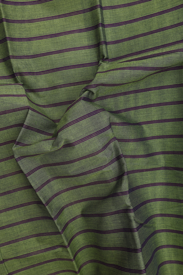 Chettinadu Cotton Saree In Green With Stripes Design