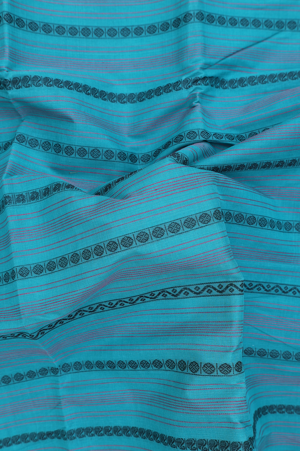 Chettinadu Cotton Saree In Green With Stripes Design