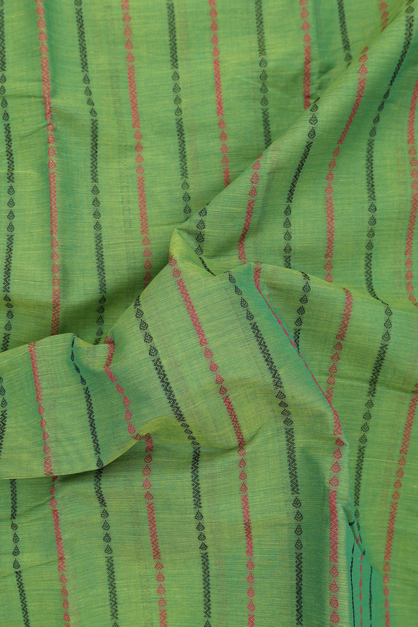 Chettinadu Cotton Saree In Green With Stripes Design