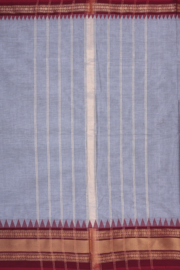 Chettinadu Cotton Saree In Grey With Contrast Border