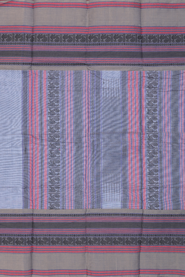 Chettinadu Cotton Saree In Grey With Contrast Border