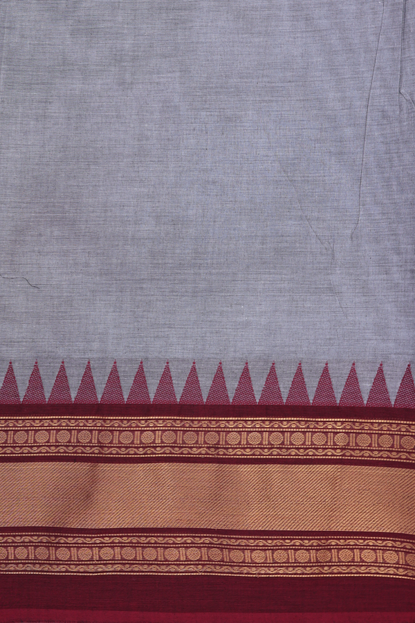 Chettinadu Cotton Saree In Grey With Contrast Border