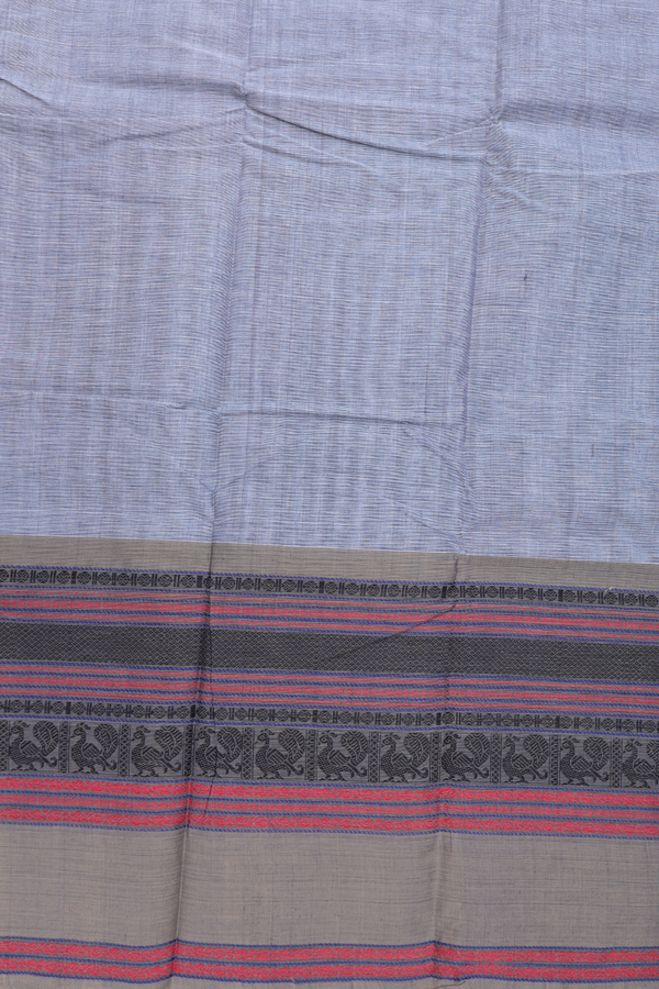 Chettinadu Cotton Saree In Grey With Contrast Border