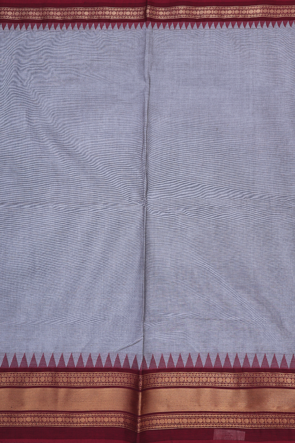Chettinadu Cotton Saree In Grey With Contrast Border