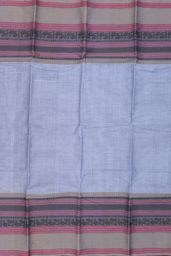 Chettinadu Cotton Saree In Grey With Contrast Border