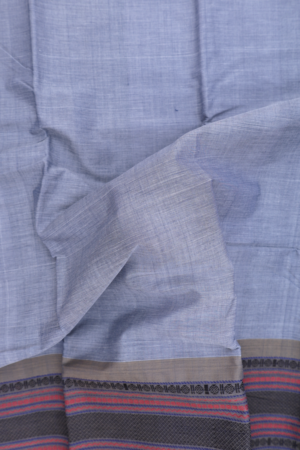 Chettinadu Cotton Saree In Grey With Contrast Border