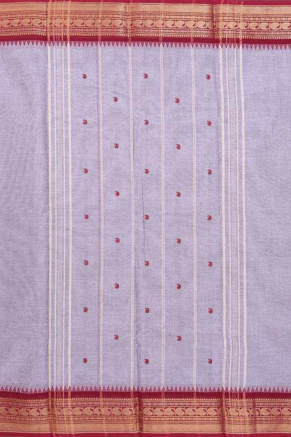 Chettinadu Cotton Saree In Grey With Paisley Buttas