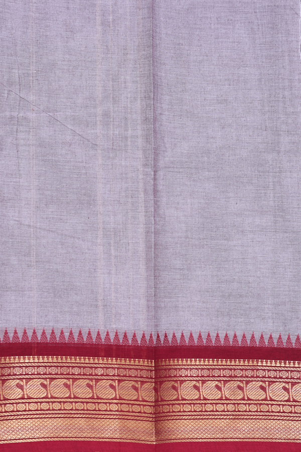 Chettinadu Cotton Saree In Grey With Paisley Buttas