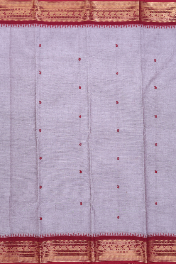 Chettinadu Cotton Saree In Grey With Paisley Buttas