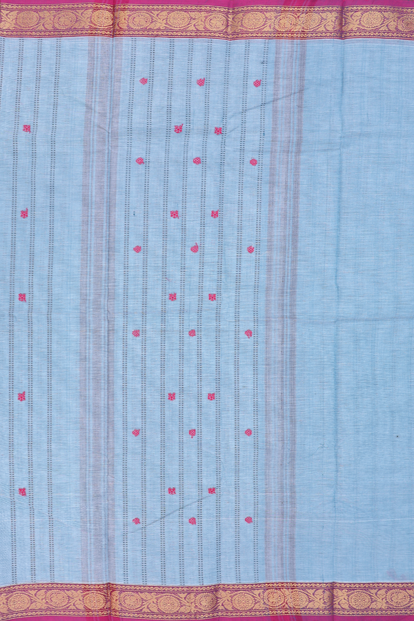 Chettinadu Cotton Saree In Grey With Stripes Design