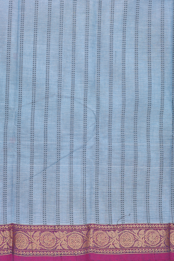 Chettinadu Cotton Saree In Grey With Stripes Design