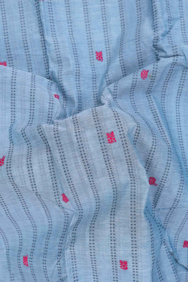 Chettinadu Cotton Saree In Grey With Stripes Design