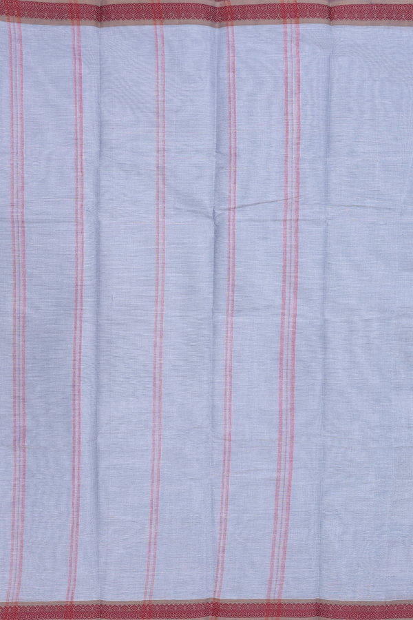 Chettinadu Cotton Saree In Grey With Threadwork Border