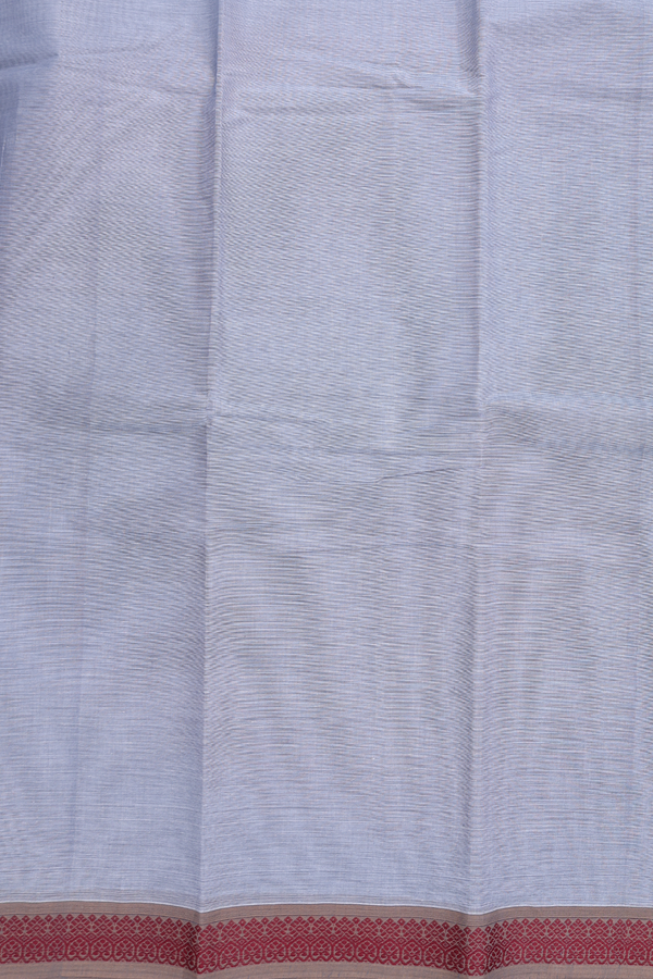 Chettinadu Cotton Saree In Grey With Threadwork Border