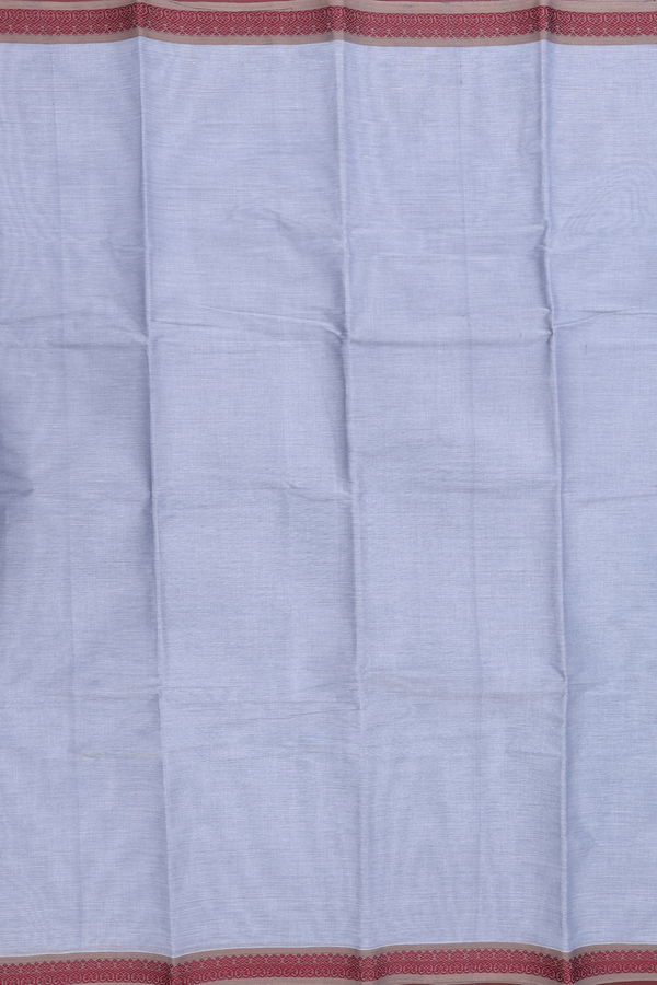 Chettinadu Cotton Saree In Grey With Threadwork Border