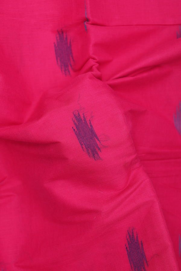 Chettinadu Cotton Saree In Hot Pink With Threadwork Buttas