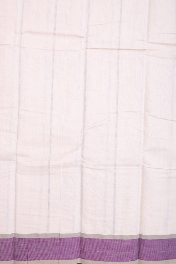 Chettinadu Cotton Saree In Ivory With Stripes Design
