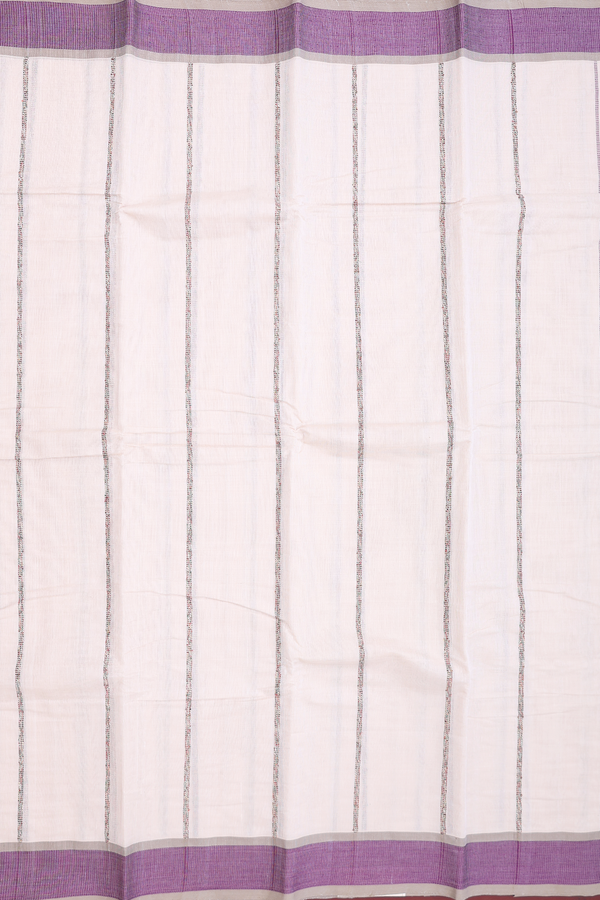 Chettinadu Cotton Saree In Ivory With Stripes Design