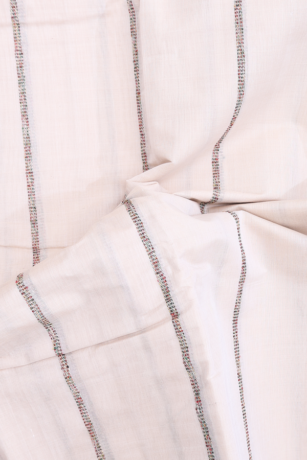 Chettinadu Cotton Saree In Ivory With Stripes Design