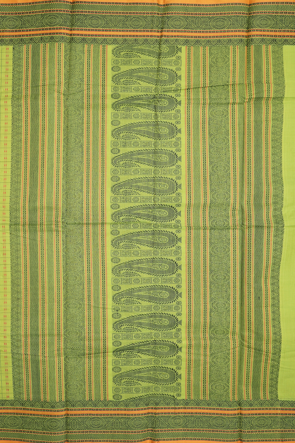 Chettinadu Cotton Saree In Lime Green With Checks Design