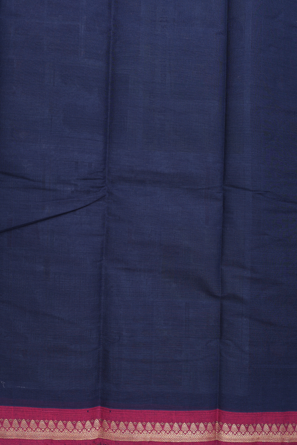 Chettinadu Cotton Saree In Midnight Blue With Contrast Border