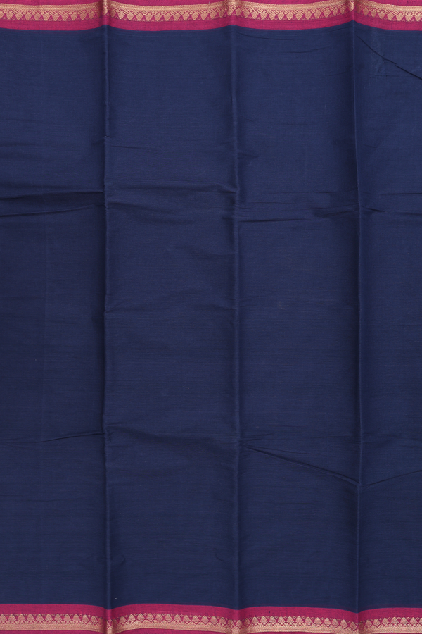 Chettinadu Cotton Saree In Midnight Blue With Contrast Border