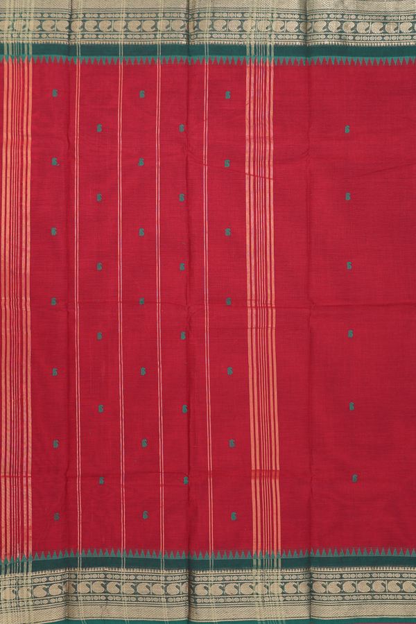 Chettinadu Cotton Saree In Misty Blue With Paisley Buttas