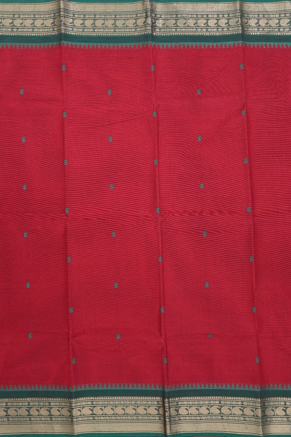 Chettinadu Cotton Saree In Misty Blue With Paisley Buttas