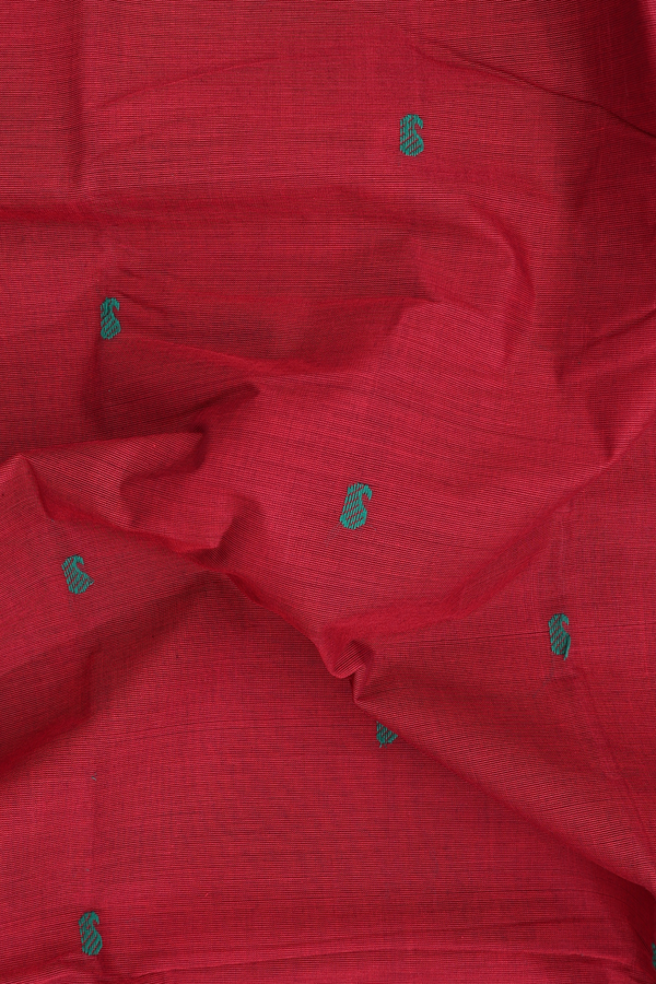 Chettinadu Cotton Saree In Misty Blue With Paisley Buttas