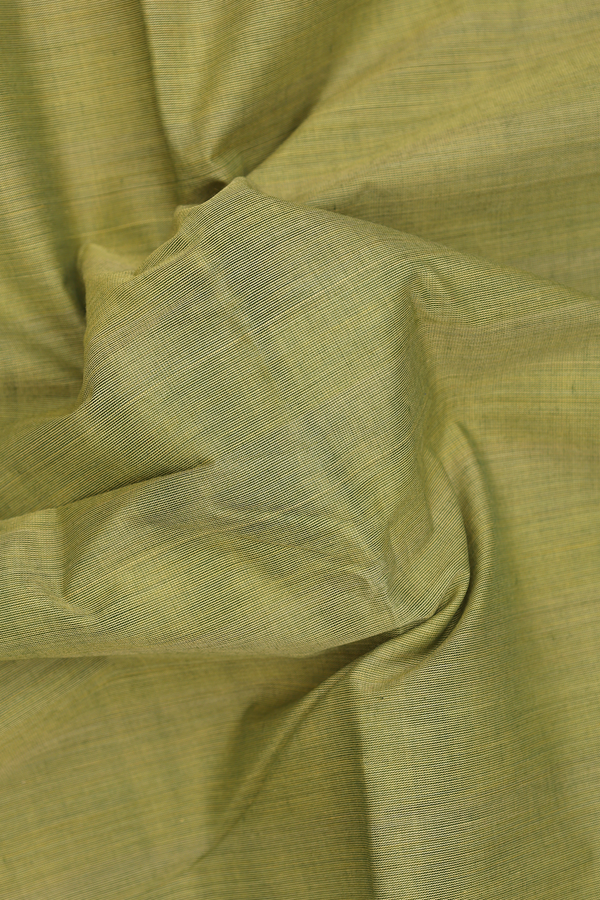 Chettinadu Cotton Saree In Moss Green With Zari Border