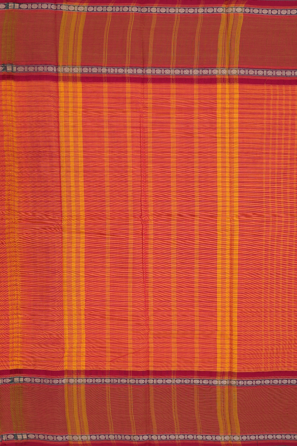 Chettinadu Cotton Saree In Orange With Checks Design