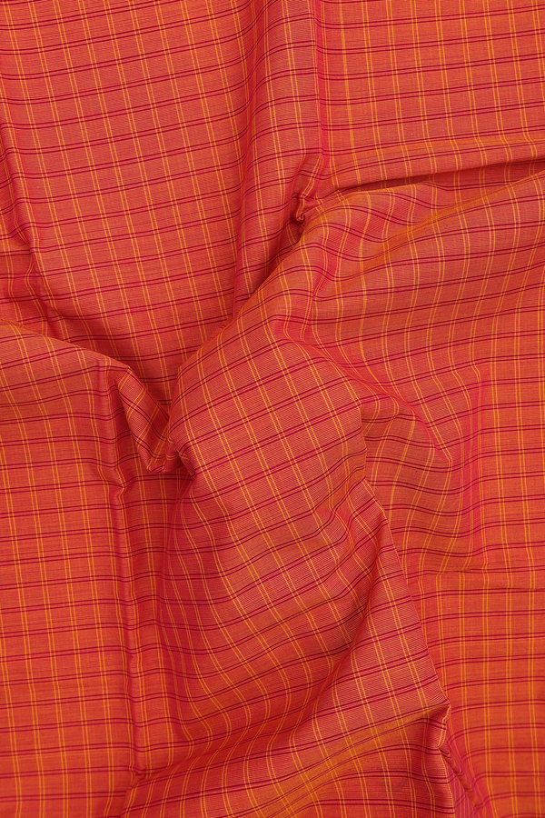 Chettinadu Cotton Saree In Orange With Checks Design