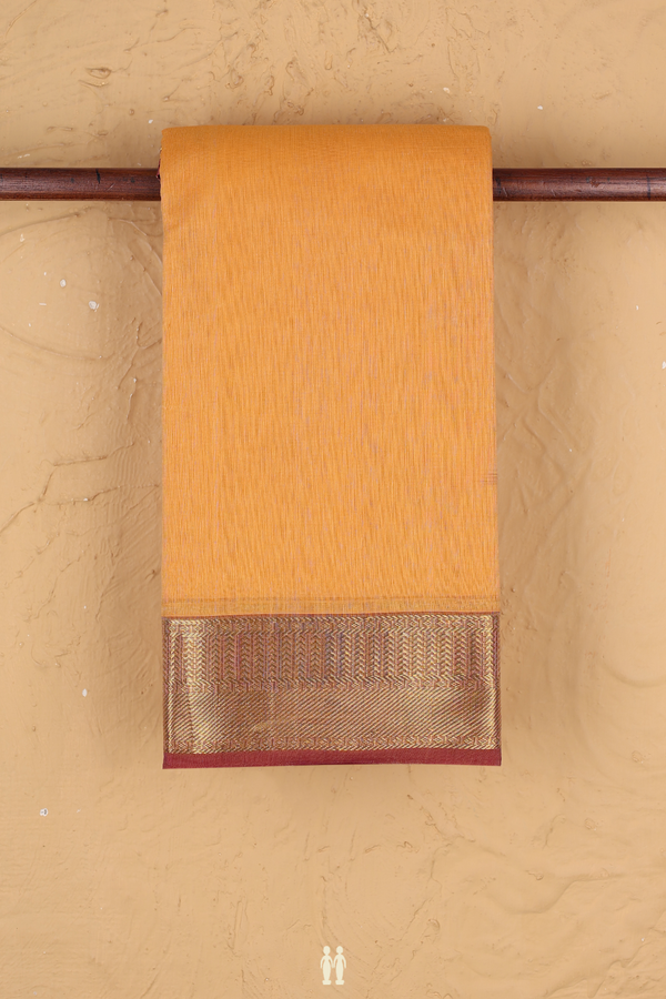 Chettinadu Cotton Saree In Orange With Contrast Border