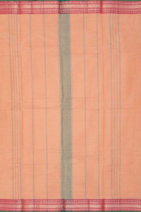 Chettinadu Cotton Saree In Orange With Contrast Border