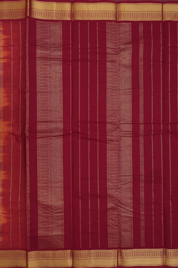 Chettinadu Cotton Saree In Orange With Contrast Border