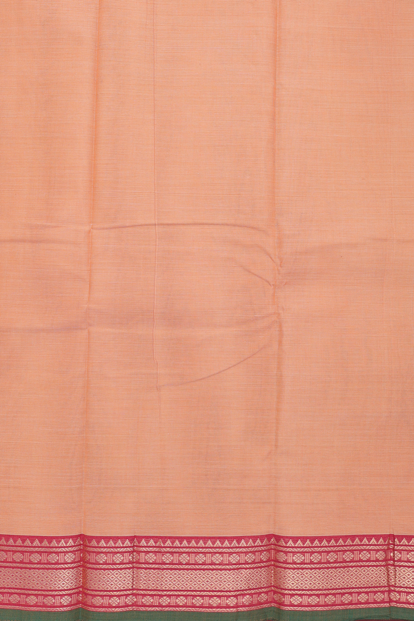 Chettinadu Cotton Saree In Orange With Contrast Border