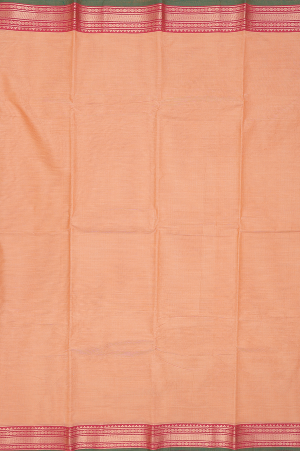 Chettinadu Cotton Saree In Orange With Contrast Border